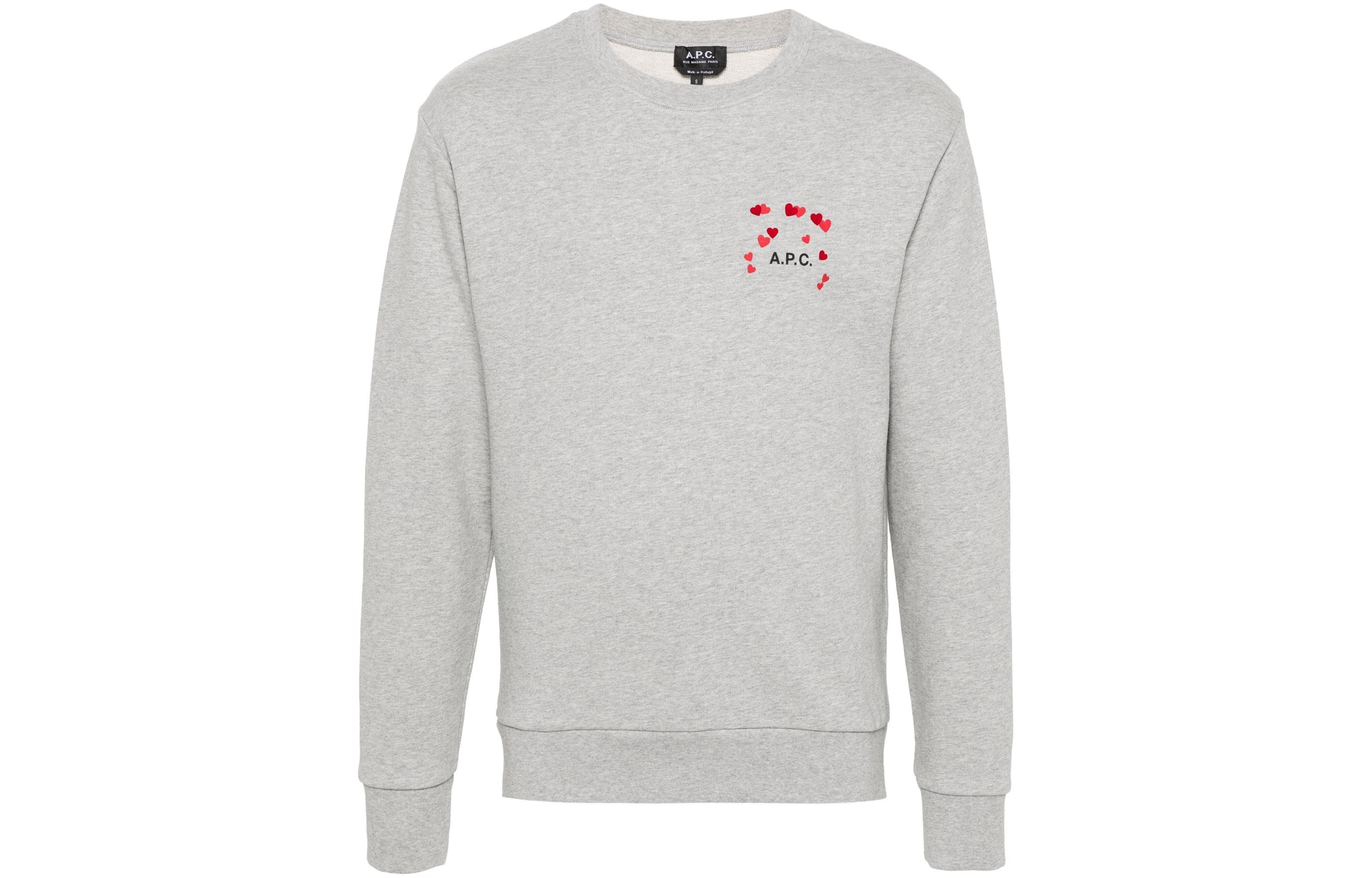 A.P.C. Logo Print Textured Knit Sweatshirt Unisex Gray COEIPM27895-PLA