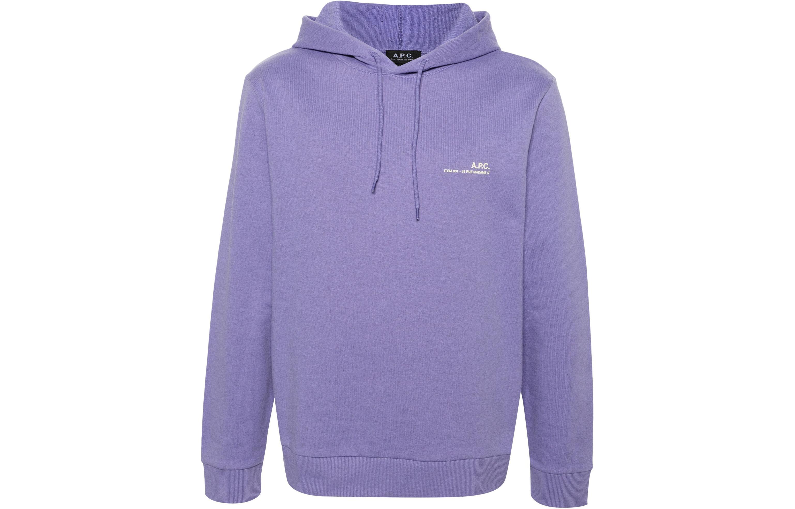 A.P.C. Logo Printed Cotton Hoodie Purple - COFBQH27902-PIQ
