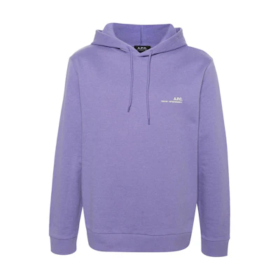 A.P.C. Logo Printed Cotton Hoodie Purple - COFBQH27902-PIQ