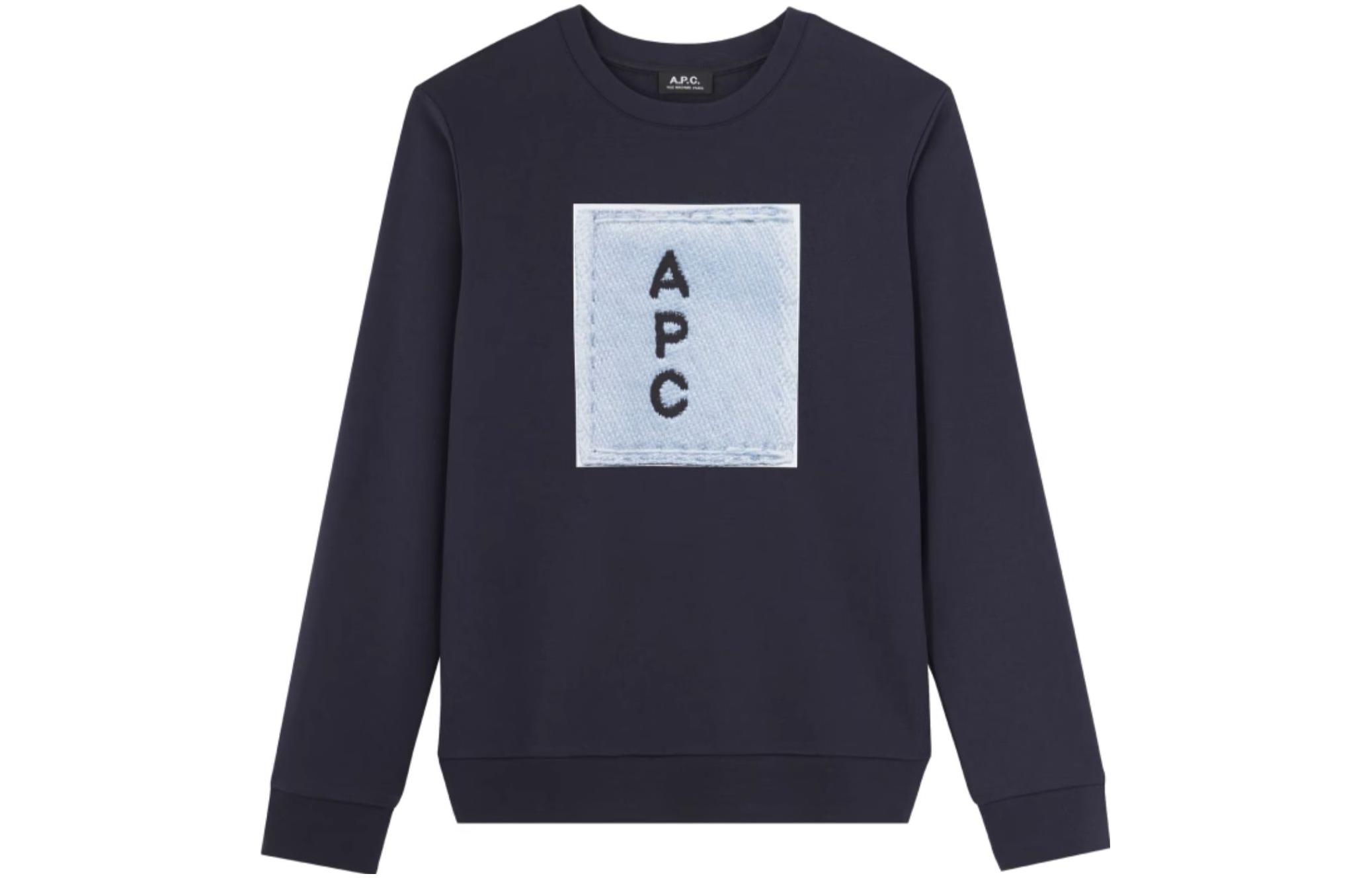 A.P.C. Loose-Fit Crewneck Letter Print Sweatshirt - Navy Blue CODAY-H27518-IAK