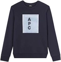 A.P.C. Loose-Fit Crewneck Letter Print Sweatshirt - Navy Blue CODAY-H27518-IAK A.P.C. Loose-Fit Crewneck Letter Print Sweatshirt - Navy Blue CODAY-H27518-IAK