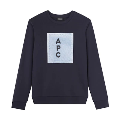 A.P.C. Loose-Fit Crewneck Letter Print Sweatshirt - Navy Blue CODAY-H27518-IAK