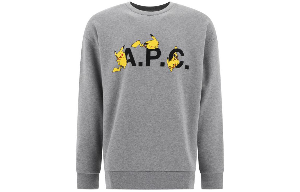 A.P.C. Loose Fit Cartoon Letter Print Crewneck Sweatshirt Grey COGVFH27863-PLB