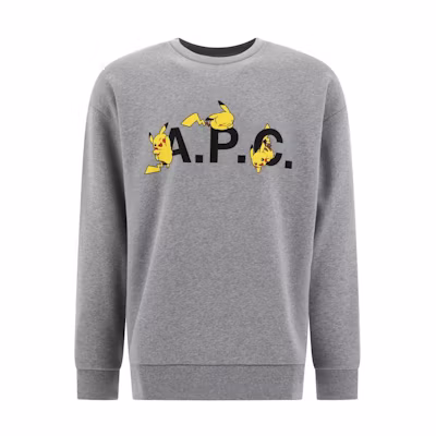 A.P.C. Loose Fit Cartoon Letter Print Crewneck Sweatshirt Grey COGVFH27863-PLB