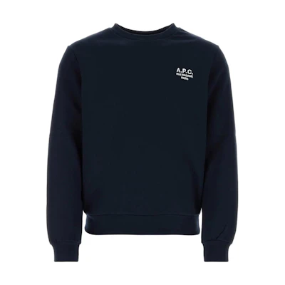 A.P.C. Midnight Blue Mini Logo Print Crewneck Long Sleeve Sweatshirt COHBVM27913-TIQ