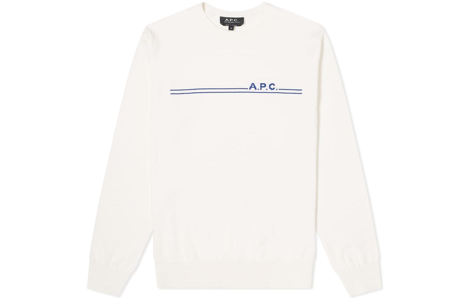 A.P.C. Minimalist Logo White Crewneck Sweatshirt for Men CODDA-H23866-AAD-ECRU