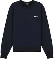 A.P.C. Navy Blue Crewneck Logo Print Long-Sleeve Sweatshirt COHBRH27916-TIQ A.P.C. Navy Blue Crewneck Logo Print Long-Sleeve Sweatshirt COHBRH27916-TIQ