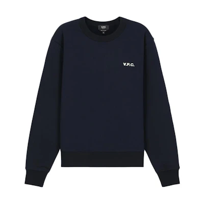A.P.C. Navy Blue Crewneck Logo Print Long-Sleeve Sweatshirt COHBRH27916-TIQ