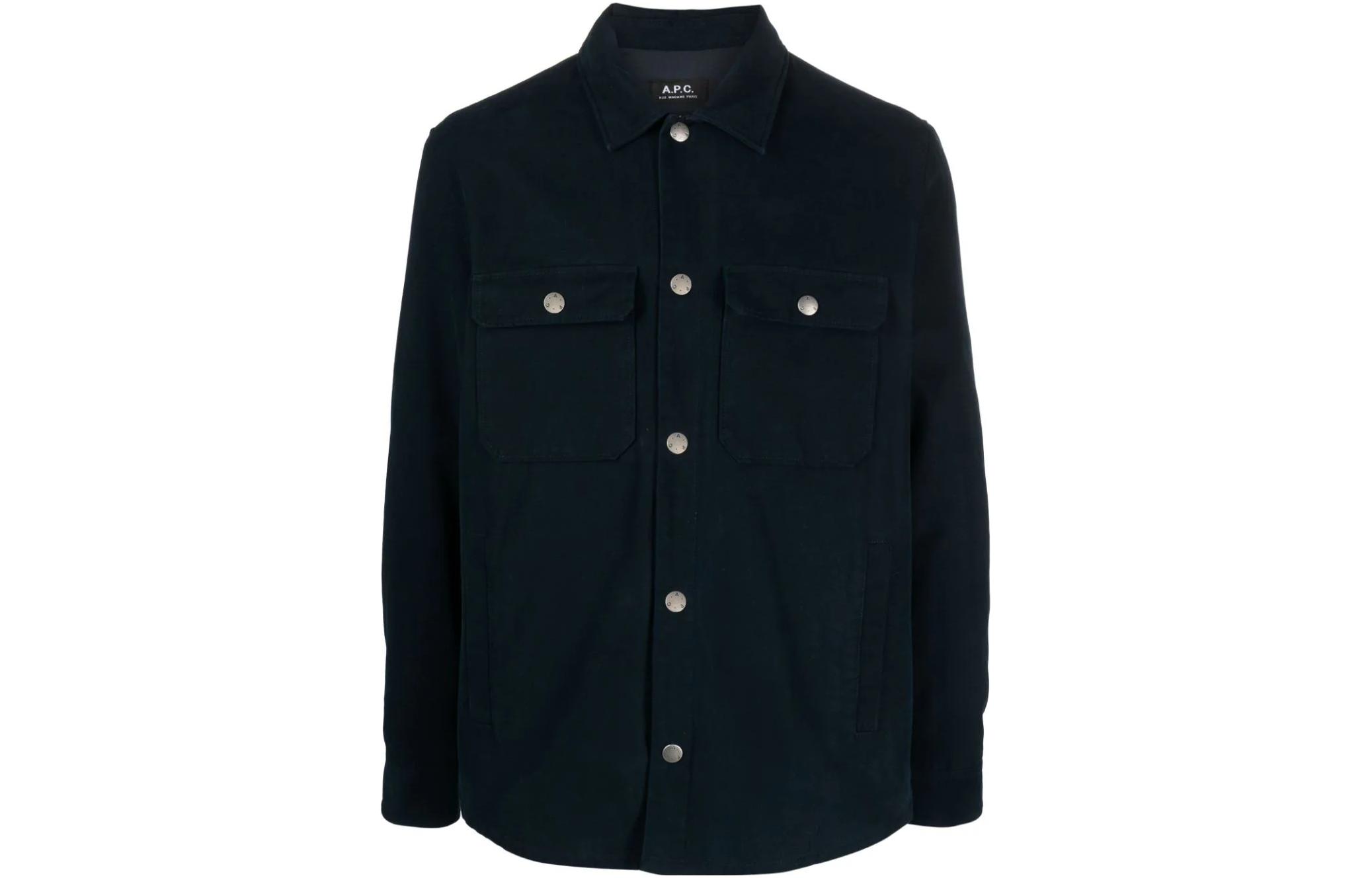 A.P.C. Navy Blue Double-Breasted Slim-Fit Long Sleeve Jacket COGBJH02625IAK