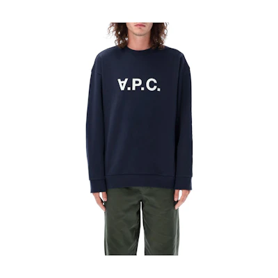 A.P.C. Navy Blue Loose Fit Crewneck Sweatshirt with Logo Print H27836COFDXIAK