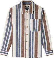 A.P.C. Navy Blue Striped Button-Up Loose-Fit Long Sleeve Jacket H02920COGYA-IAJ A.P.C. Navy Blue Striped Button-Up Loose-Fit Long Sleeve Jacket H02920COGYA-IAJ