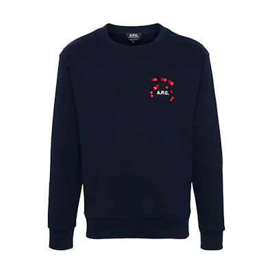 A.P.C. Navy Heart Print Velvet Effect Sweatshirt COEIPM27895-IAK