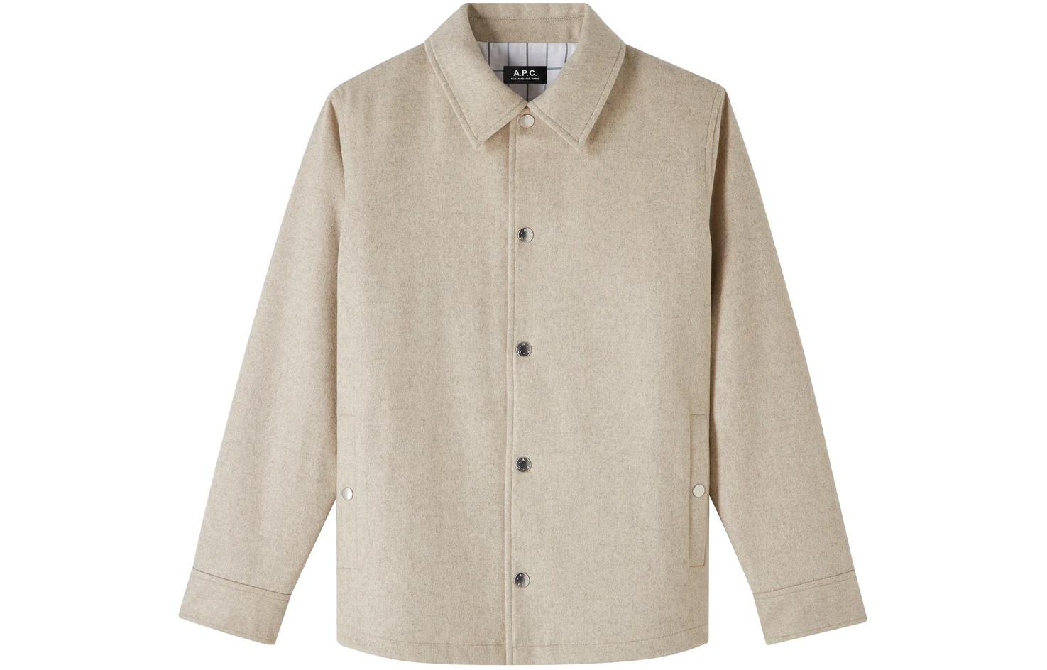 A.P.C. New Alan Jacket Solid Beige Collar Long-Sleeve Unisex Jacket Coat WOAQIM02791AAD