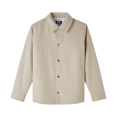 A.P.C. New Alan Jacket Solid Beige Collar Long-Sleeve Unisex Jacket Coat WOAQIM02791AAD