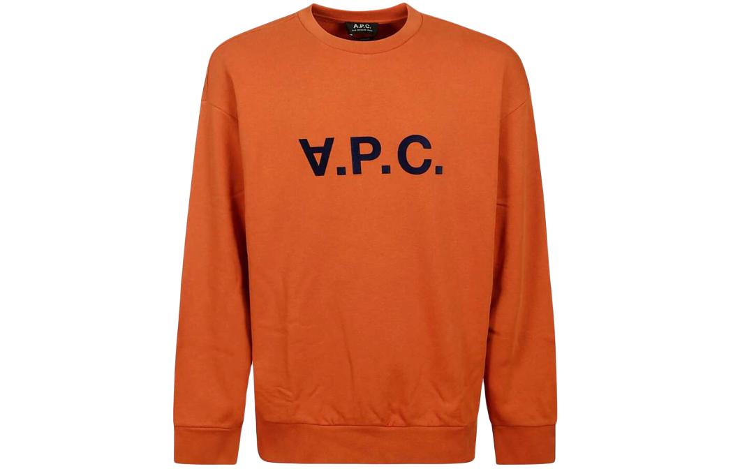 A.P.C. Orange Crewneck Sweatshirt with Lettering Design COFDXH27836-EAF