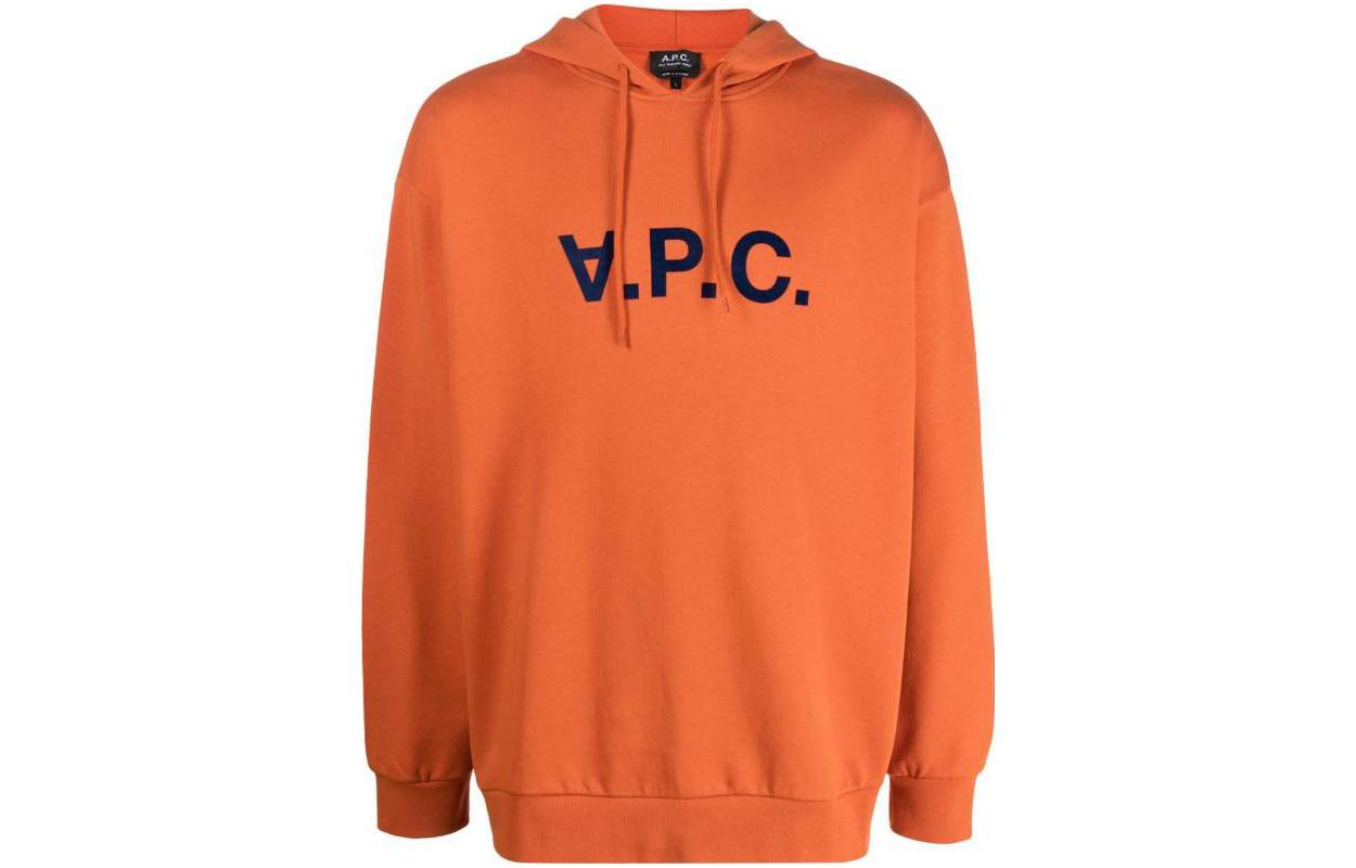 A.P.C. Orange Logo Print Pullover Hoodie COFDXH27833EAF