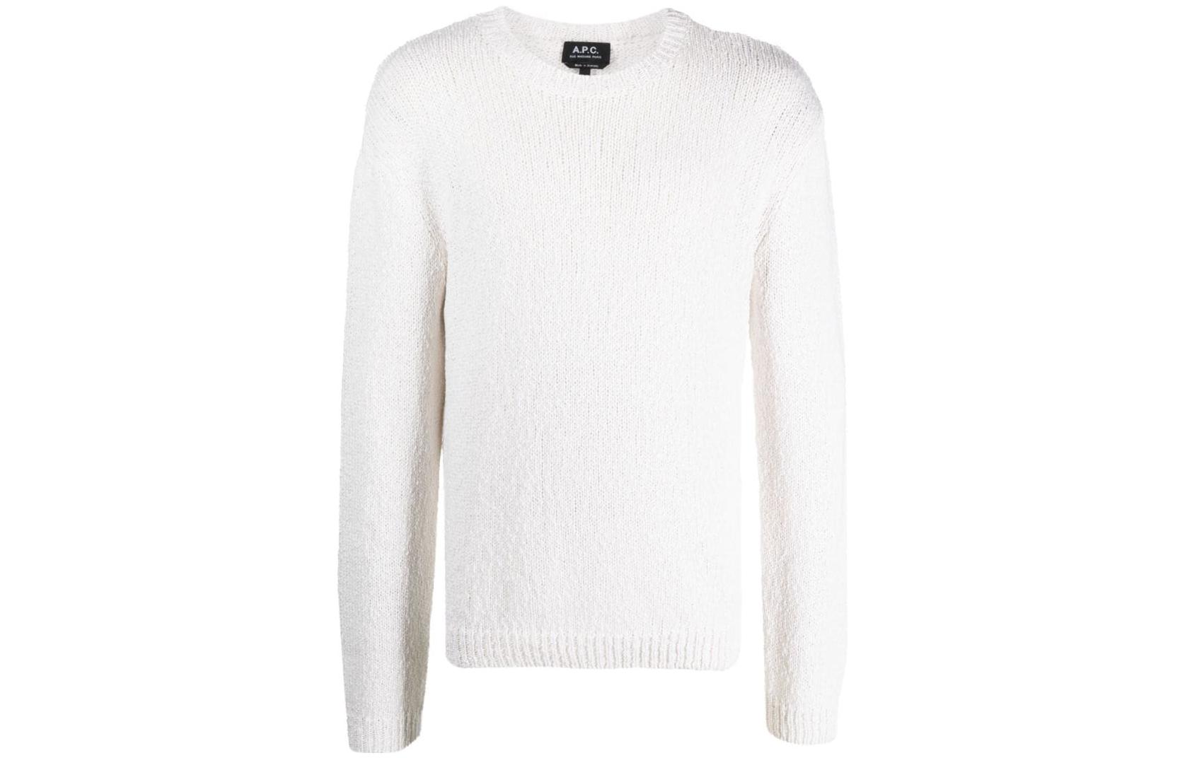 A.P.C. Plain White Crewneck Long Sleeve Sweatshirt COGVKH23221