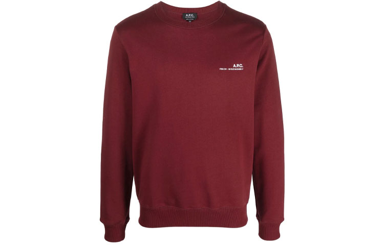 A.P.C. Red Crewneck Pullover Sweatshirt with Chest Logo H27608COEAS-GAB