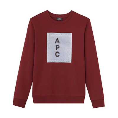 A.P.C. Relaxed Fit Crewneck Logo Print Sweatshirt Deep Burgundy CODAY-H27518-GAC