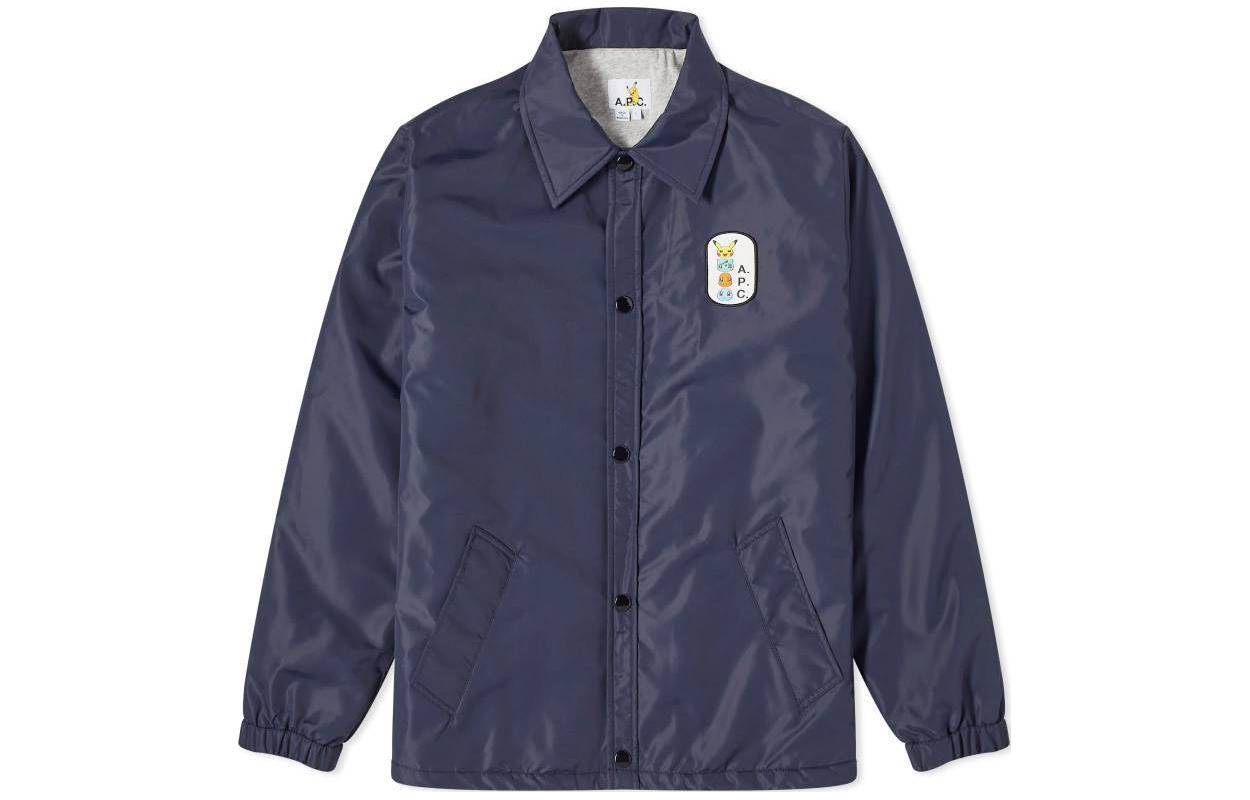 A.P.C. Slim Fit Single-Breasted Jacket in Navy Blue PAAFAM02896-IAJ