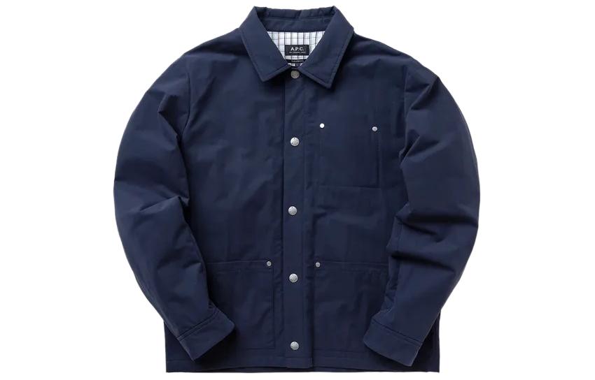 A.P.C. Solid Color Button-Up Long-Sleeve Jacket Blue COETZH02812-IAJ