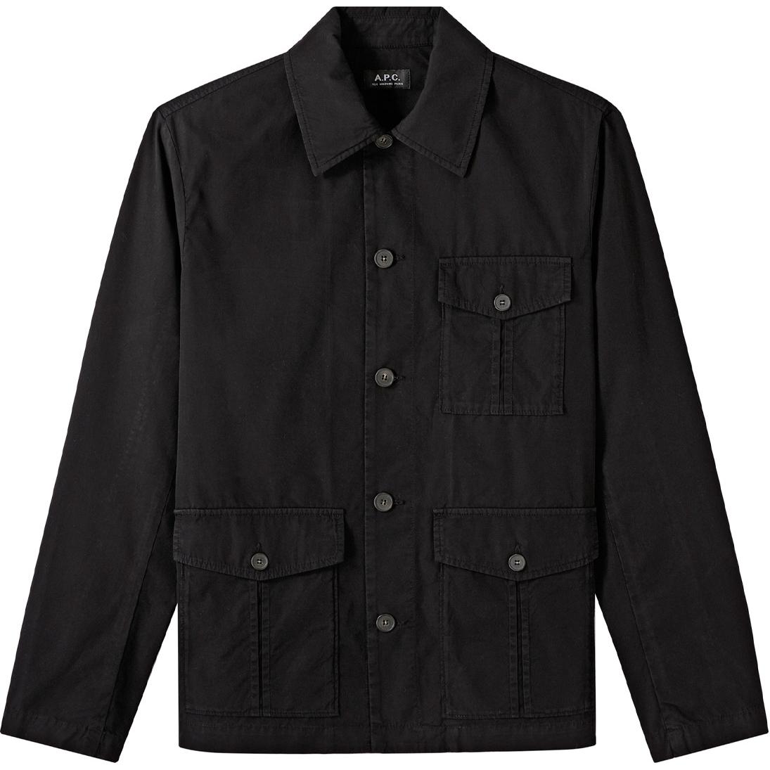 A.P.C. Solid Color Button-Up Long Sleeve Jacket Men’s Black COFAMH02816-LZZ