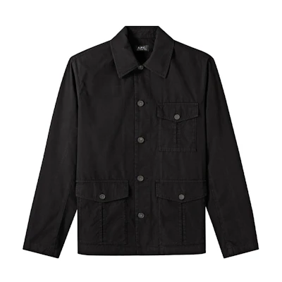 A.P.C. Solid Color Button-Up Long Sleeve Jacket Men’s Black COFAMH02816-LZZ