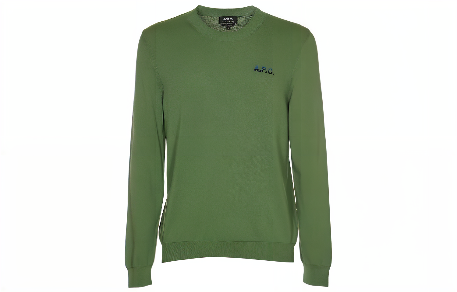 A.P.C. Solid Color Crewneck Pullover Long-Sleeve Sweatshirt Green COGUQH23213-TKI