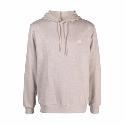 A.P.C. Solid Color Letter Print Hoodie Beige Long Sleeve COGAUH27672PBB