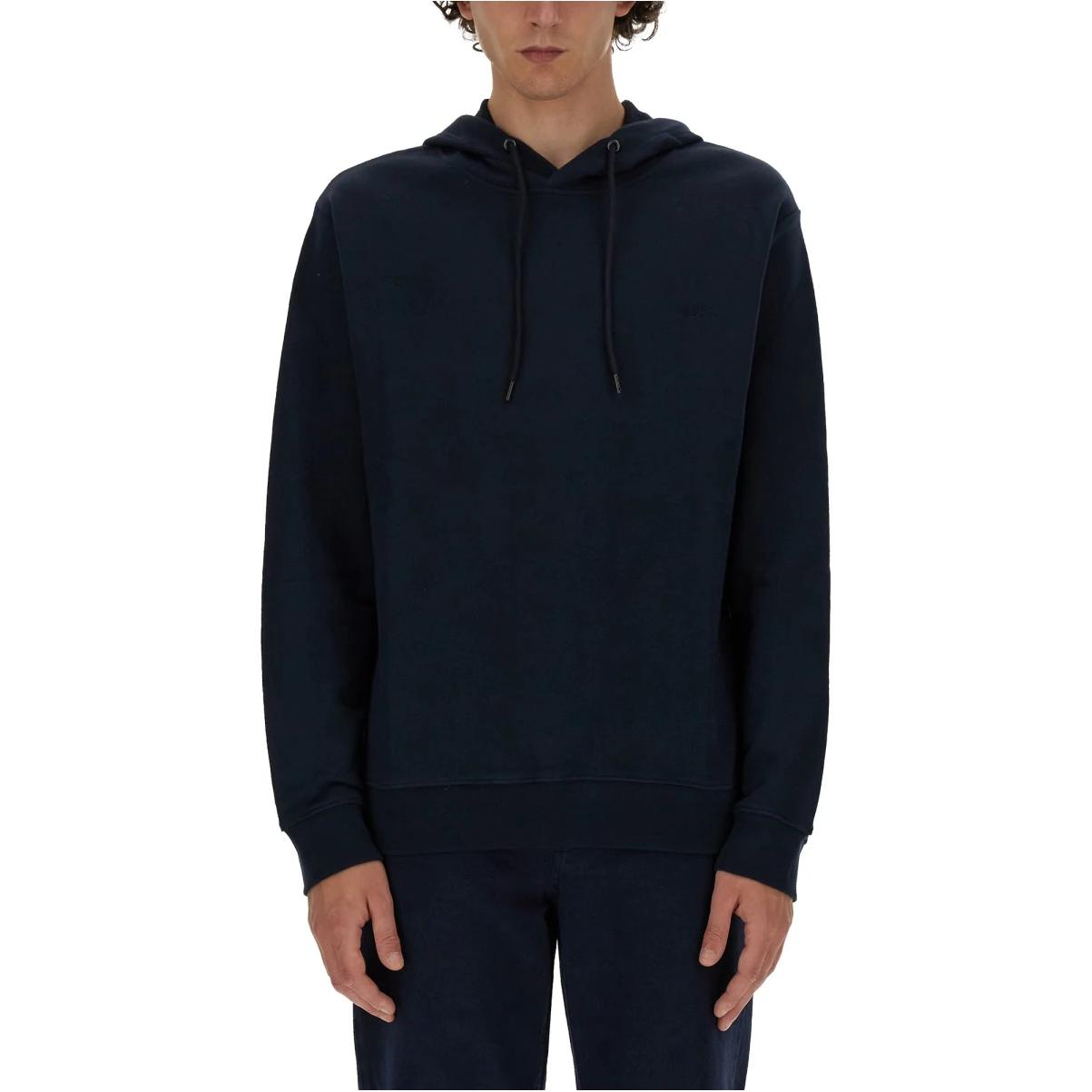 A.P.C. Solid Color Logo Hoodie Blue Long Sleeve Pullover COHBYM27920-IAK