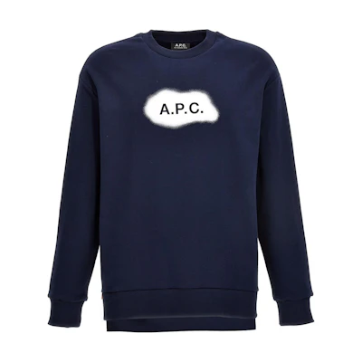 A.P.C. Solid Color Logo Print Sweatshirt Blue COEIPH27825IAK