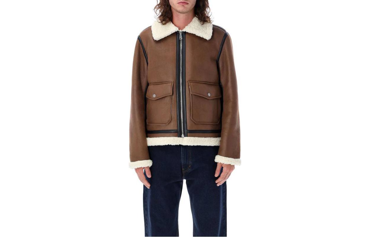 A.P.C. Solid Color Long Sleeve Jacket for Men - Brown H02904PSAIB-CAC