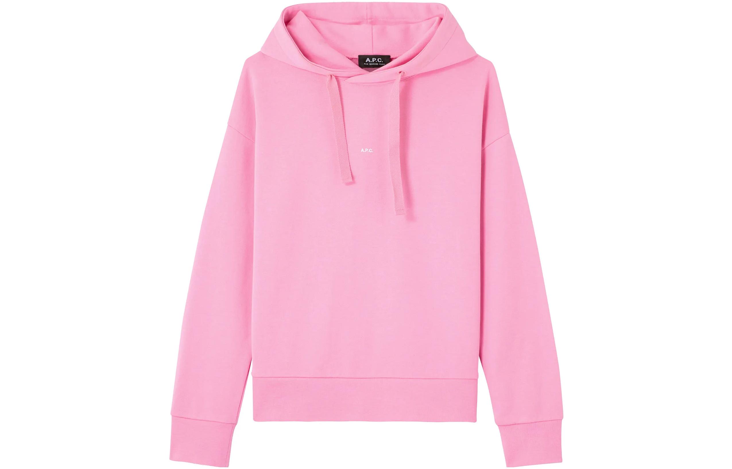 A.P.C. Solid Color Pink Hoodie Long Sleeve Pullover COEIPH27853FAM