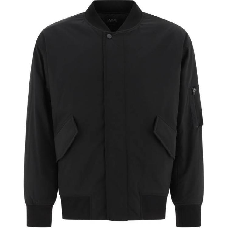 A.P.C. Solid Color Pocket Baseball Collar Jacket Black PSAIYH02842-LZA