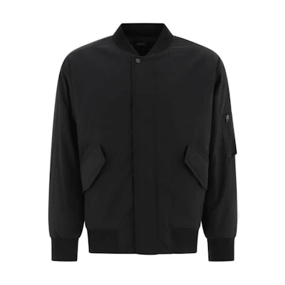 A.P.C. Solid Color Pocket Baseball Collar Jacket Black PSAIYH02842-LZA