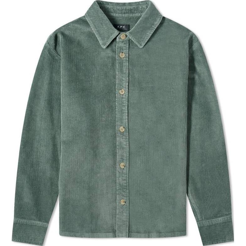 A.P.C. Solid Color Single-Breasted Collar Jacket Green Long Sleeve COGVVH02884-KAC