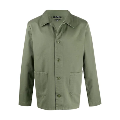 A.P.C. Solid Color Single-Breasted Utility Jacket Green CODDDH03053KAF