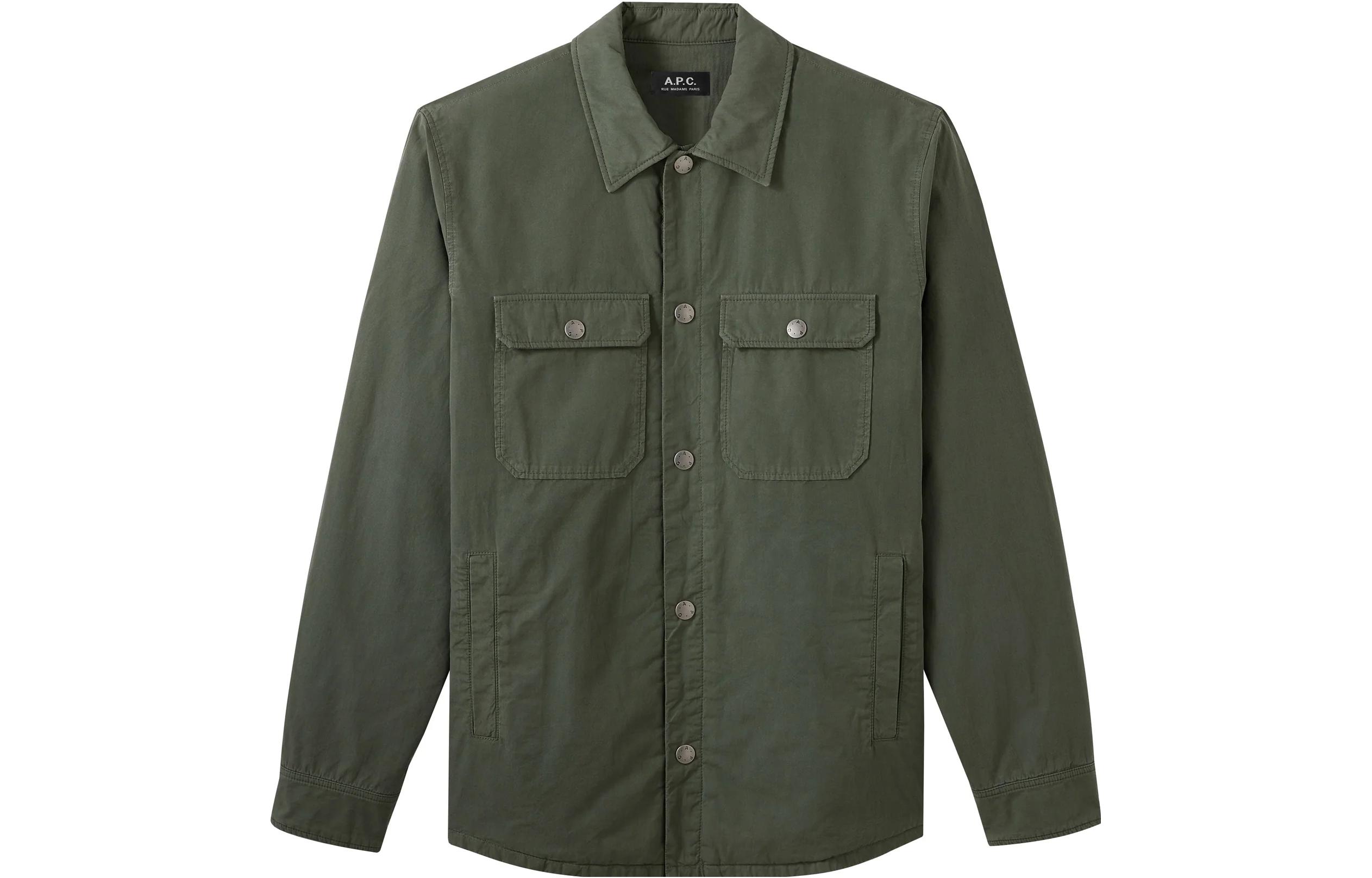 A.P.C. Solid Color Square-Neck Button-Up Jacket Men’s Green COGBJH02625KAF