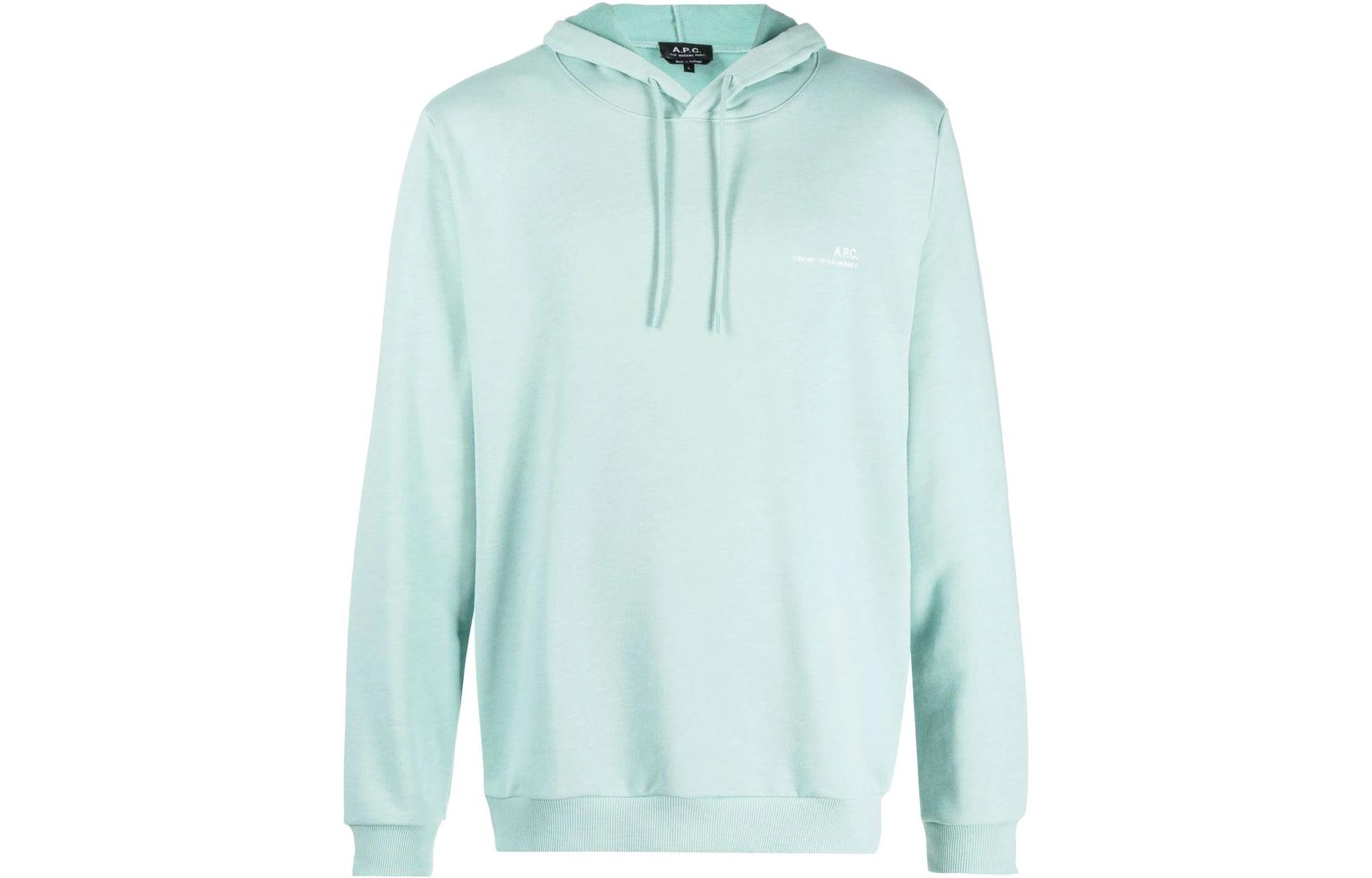 A.P.C. Solid Logo Print Pullover Hoodie Mint Green COEVTH27672PIM