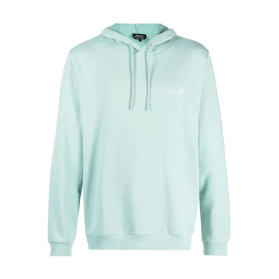 A.P.C. Solid Logo Print Pullover Hoodie Mint Green COEVTH27672PIM