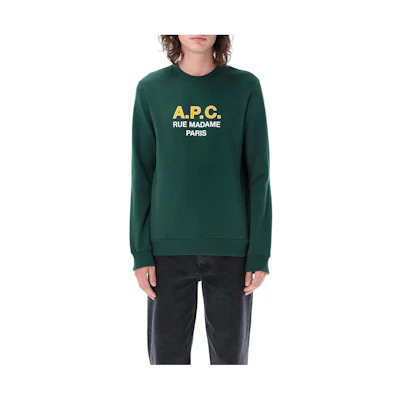 A.P.C. Solid Logo Print Sweatshirt Deep Green H27758COEZDKAF