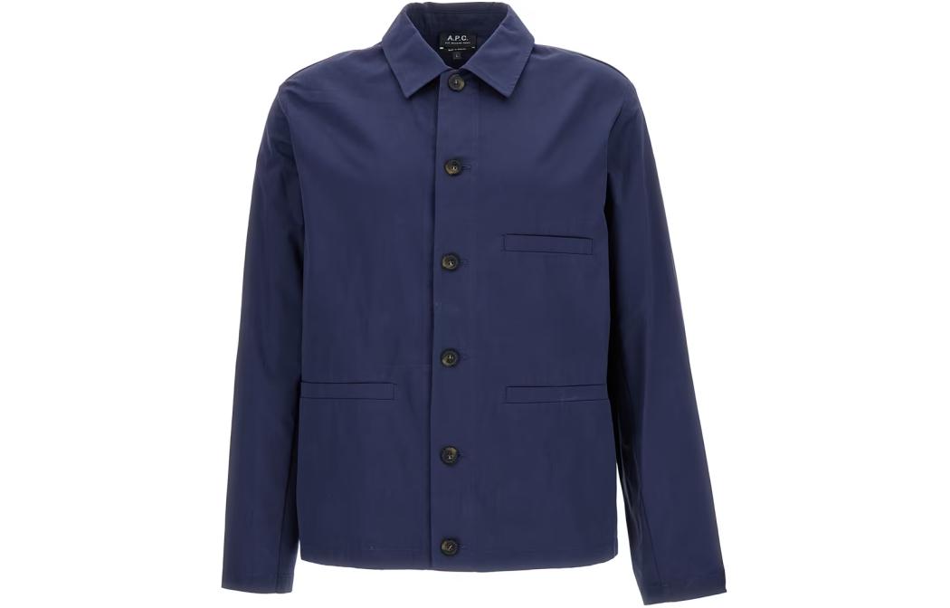 A.P.C. Solid Navy Blue Single-Breasted Long-Sleeve Jacket COGXSH02966-IAK