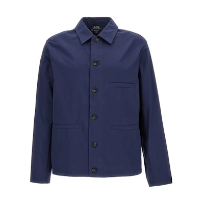 A.P.C. Solid Navy Blue Single-Breasted Long-Sleeve Jacket COGXSH02966-IAK