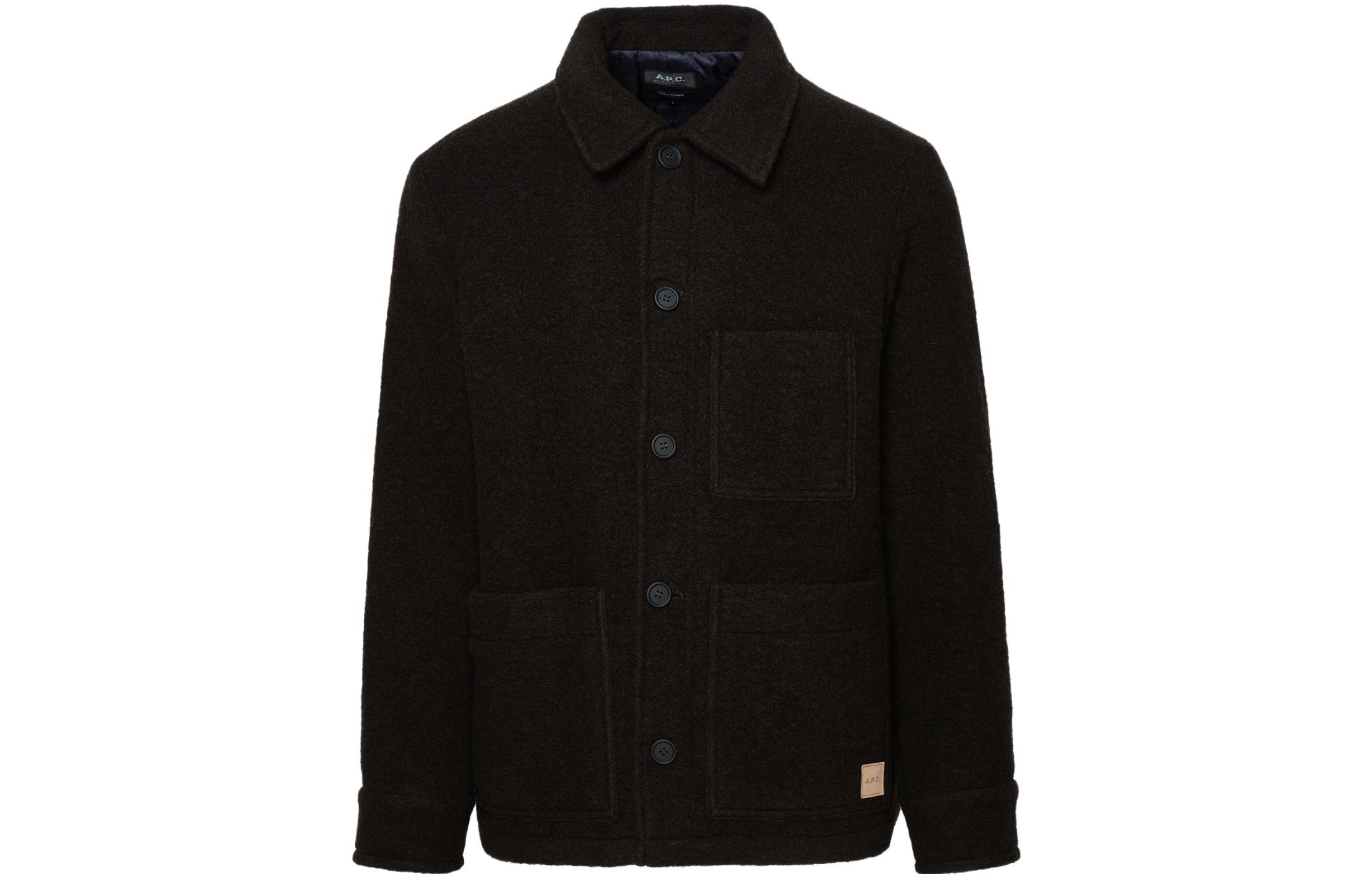 A.P.C. Solid Single-Breasted Long Sleeve Jacket Brown WVBCAH02713-PCA