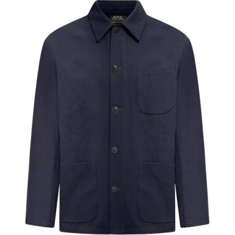 A.P.C. Solid Slim-Fit Single-Breasted Navy Blue Jacket COGXTH02916-IAK
