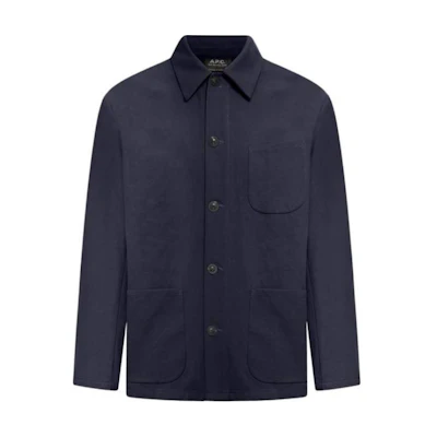 A.P.C. Solid Slim-Fit Single-Breasted Navy Blue Jacket COGXTH02916-IAK