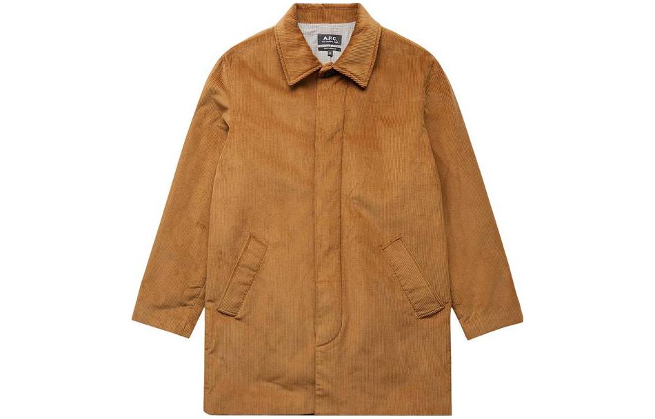 A.P.C. Solid Zip-Up Collared Jacket Beige Casual Outerwear COEZOH01435-CAM