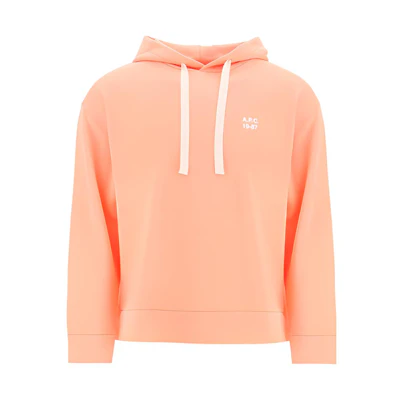 A.P.C. SS21 Cotton Logo Print Hoodie Orange COELIH27649-PINK