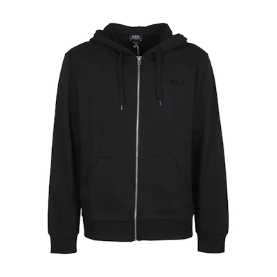 A.P.C. SS22 Black Hoodie Jacket with Logo Print COECQH27707-LZZ