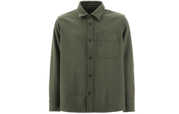 A.P.C. SS22 Green Collared Solid Long-Sleeve Jacket WOANGH02709PKB